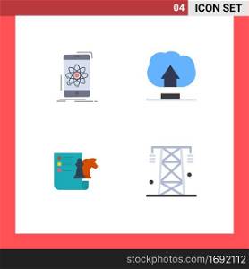 Flat Icon Pack of 4 Universal Symbols of data, business, research, upload, planning Editable Vector Design Elements