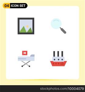 Flat Icon Pack of 4 Universal Symbols of decor, bed, interior, magnifier, fitness Editable Vector Design Elements
