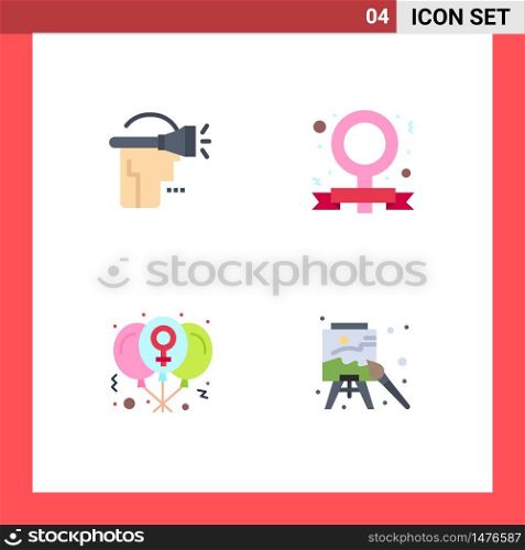 Flat Icon Pack of 4 Universal Symbols of head, day, virtual reality, feminism, love Editable Vector Design Elements
