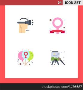 Flat Icon Pack of 4 Universal Symbols of head, day, virtual reality, feminism, love Editable Vector Design Elements