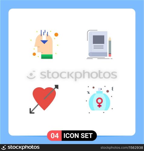 Flat Icon Pack of 4 Universal Symbols of idea, arrow, public opinion, education, love Editable Vector Design Elements