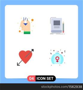 Flat Icon Pack of 4 Universal Symbols of idea, arrow, public opinion, education, love Editable Vector Design Elements