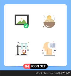 Flat Icon Pack of 4 Universal Symbols of image, brain, spaghetti, chemistry, hemisphere Editable Vector Design Elements