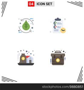 Flat Icon Pack of 4 Universal Symbols of leaf, asset, leaf, clipboard, investment Editable Vector Design Elements