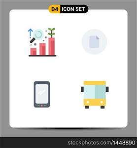 Flat Icon Pack of 4 Universal Symbols of research, smart phone, growth, basic, android Editable Vector Design Elements