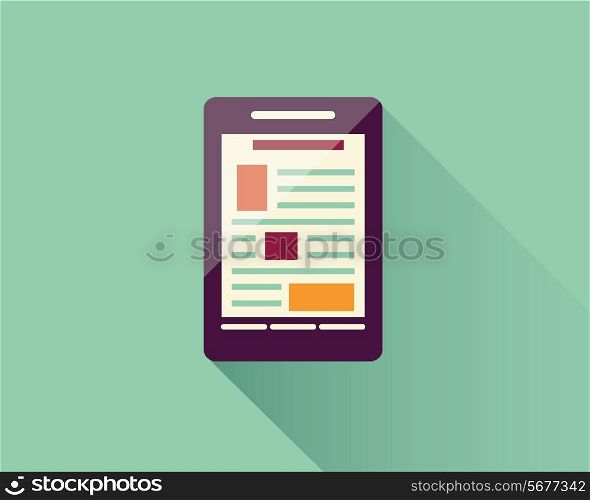 Flat icon smart phone, electronic device, responsive web design, infographic elements, vector illustration