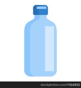 Flat icon with blue bottle medical isolated on white background. Baby bottle symbol. Vector illustration. Flat icon with blue bottle medical isolated on white background.