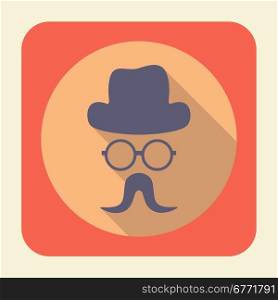 Flat icon with long shadow effect in stylish colors of web design objects, business, office and marketing items. Gentleman icon.