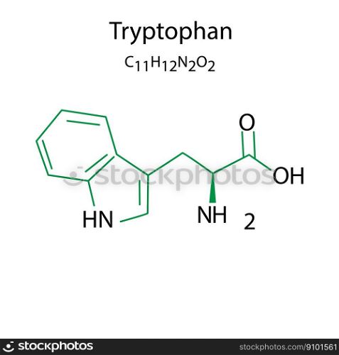 Flat icon with tryptophan formula. Vector illustration. EPS 10.. Flat icon with tryptophan formula. Vector illustration.