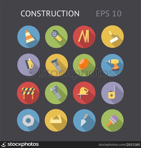 Flat icons for construction and industry. Vector eps10 contains objects with transparency.