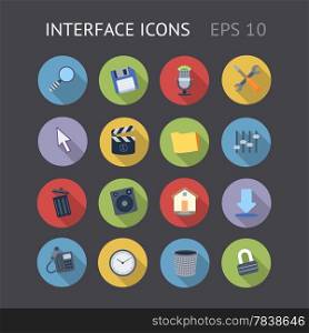 Flat icons for interface. Vector eps10 contains objects with transparency.