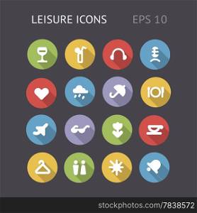 Flat icons for leisure and entertainment. Vector eps10 contains objects with transparency.