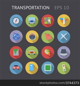 Flat icons for transportation. Vector eps10 contains objects with transparency.