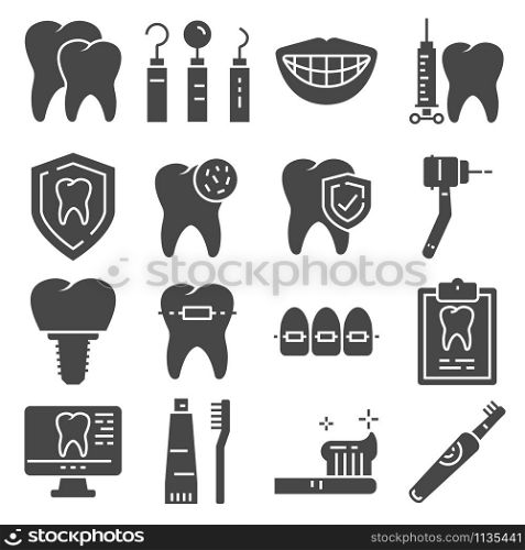 Flat icons of dental care and dentist services