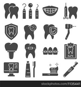 Flat icons of dental care and dentist services