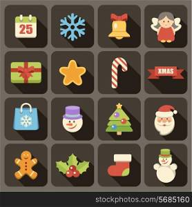 .Flat icons set for Web and Mobile Applications. Christmas.