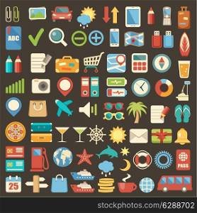 Flat icons set for Web and Mobile Applications. Vector