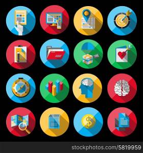 Flat Icons with long shadow. For web and mobile applications and financial service, business