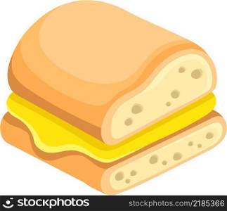 flat illustration icon symbol, sandwich bread with cheese filling for breakfast, creative drawing 