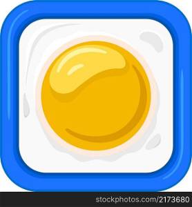 flat illustration icon symbol, sunny side up egg in a bowl, creative drawing 