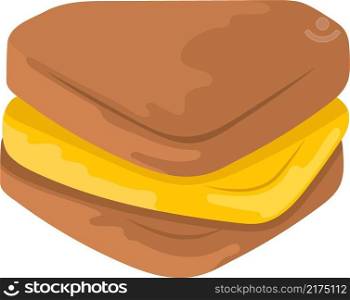 flat illustration icon symbol, thick cheese sandwich, creative drawing 