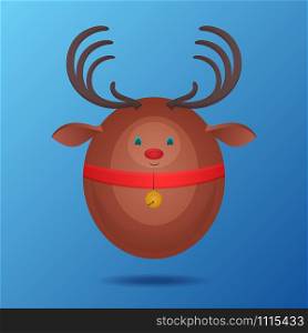 Flat illustration of festive reindeer and bell for your creativity