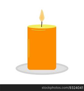 Flat illustration of typical scented wax candle isolated on white. Home design, interior, light

concept. Yellow candle. Vector.