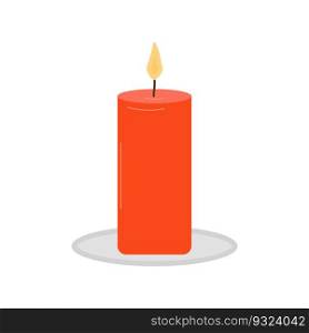 Flat illustration of typical scented wax candle isolated on white. Home design, interior, light

concept. Red Tall Candle. Vector.