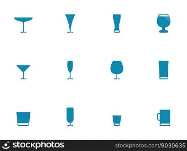 Flat illustration on a theme glasses for drinks and alcohol. Simple vector icon on a theme glasses for drinks and alcohol