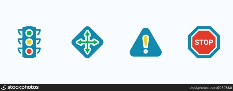 Flat illustration on a theme main road signs. Simple vector icon on a theme main road signs