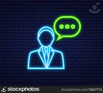 Flat illustration with customer service. 3d vector illustration. Customer support service. Neon icon. Flat illustration with customer service. 3d vector illustration. Customer support service. Neon icon.