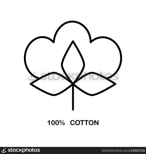 Flat illustration with one hundred percent cotton. Icon for textile design. Vector illustration. stock image. EPS 10.. Flat illustration with one hundred percent cotton. Icon for textile design. Vector illustration. stock image.