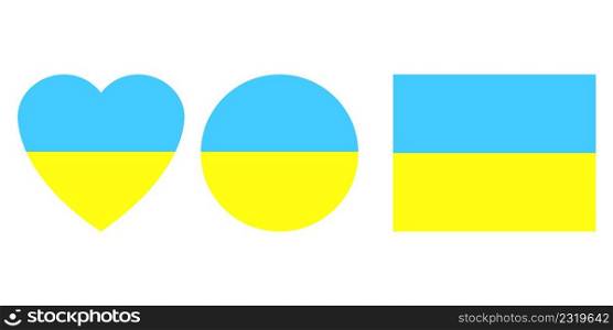 Flat illustration with ukrainian flag different shapes. Isolated icon set. Vector illustration. stock image. EPS 10.. Flat illustration with ukrainian flag different shapes. Isolated icon set. Vector illustration. stock image. 