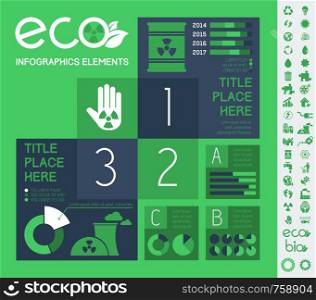 Flat Infographic Elements. Opportunity to Highlight any Country on the World Map. Vector Illustration EPS 10.. Ecology Infographic Template.