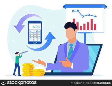 Flat isometric vector illustration isolated on white background. Financial audit business concept and company data. Can be used for web banners, infographics, hero images.