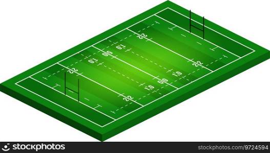 Flat isometric view of rugby field abstract Vector Image