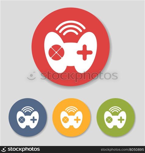 Flat joystick icons set. Flat joystick icons in colorful circles set vector illustration