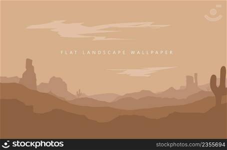 Flat landscape Mountain desert background vector wallpaper illustration