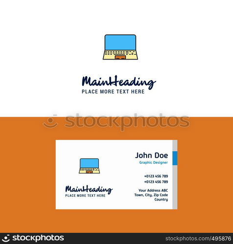 Flat Laptop Logo and Visiting Card Template. Busienss Concept Logo Design