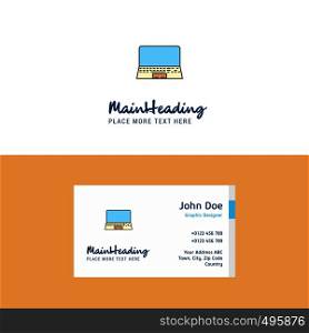 Flat Laptop Logo and Visiting Card Template. Busienss Concept Logo Design