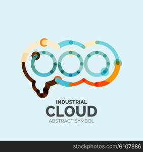 Flat linear design speech cloud logo. Talk bubble, modern geometric industrial thin line icon. Vector