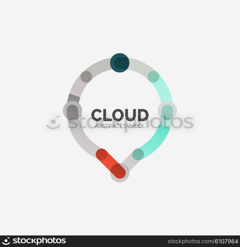 Flat linear design speech cloud logo. Talk bubble, modern geometric industrial thin line icon. Vector