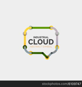 Flat linear design speech cloud logo. Talk bubble, modern geometric industrial thin line icon. Vector