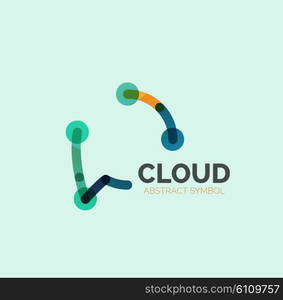 Flat linear design speech cloud logo. Talk bubble, modern geometric industrial thin line icon. Vector