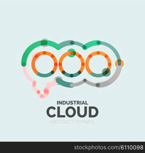 Flat linear design speech cloud logo. Talk bubble, modern geometric industrial thin line icon. Vector