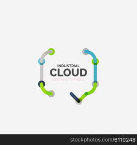 Flat linear design speech cloud logo. Talk bubble, modern geometric industrial thin line icon. Vector