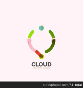 Flat linear design speech cloud logo. Talk bubble, modern geometric industrial thin line icon. Vector