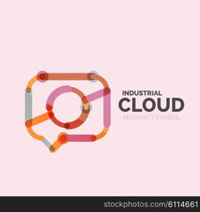 Flat linear design speech cloud logo. Talk bubble, modern geometric industrial thin line icon. Vector