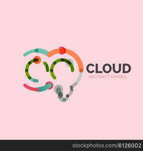 Flat linear design speech cloud logo. Talk bubble, modern geometric industrial thin line icon. Vector