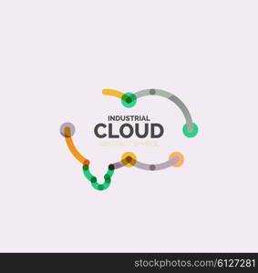 Flat linear design speech cloud logo. Talk bubble, modern geometric industrial thin line icon. Vector